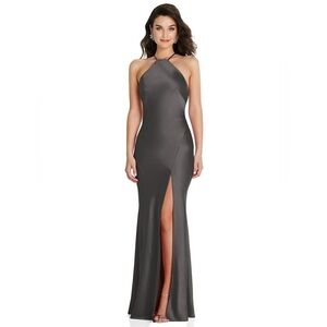 After Six Gray Halter Maxi Dress 6853 NWT‎